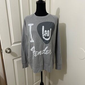 Official Gray Fender Mens Sweatshirt I Pick Fender Logo Guitar Crewneck Size M